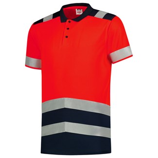 Tricorp poloshirt - High-Vis - bicolor - fluor red-ink - maat 3XL
