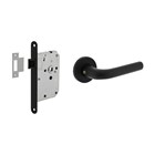Intersteel deurbeslag set - deurkruk Eucla mat zwart - incl. slot met zwarte afgeronde voorplaat 